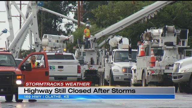 Downed power lines forced KDOT to close 2-mile stretch of Hwy. 169